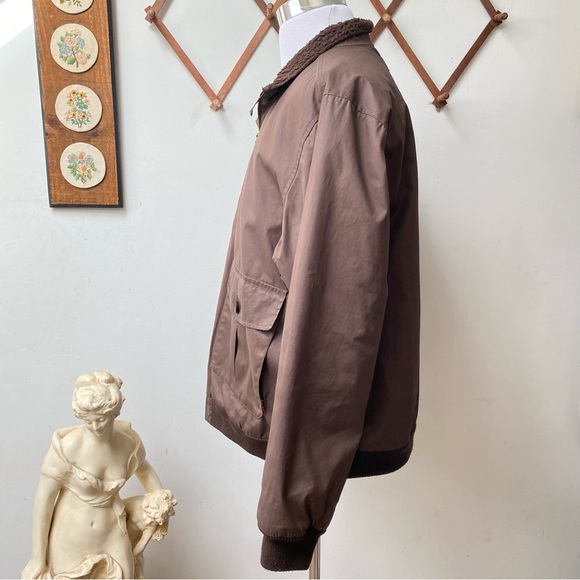 Orvis Waxed Cotton Fleece Collar Brown Bomber Large - Picture 5 of 16